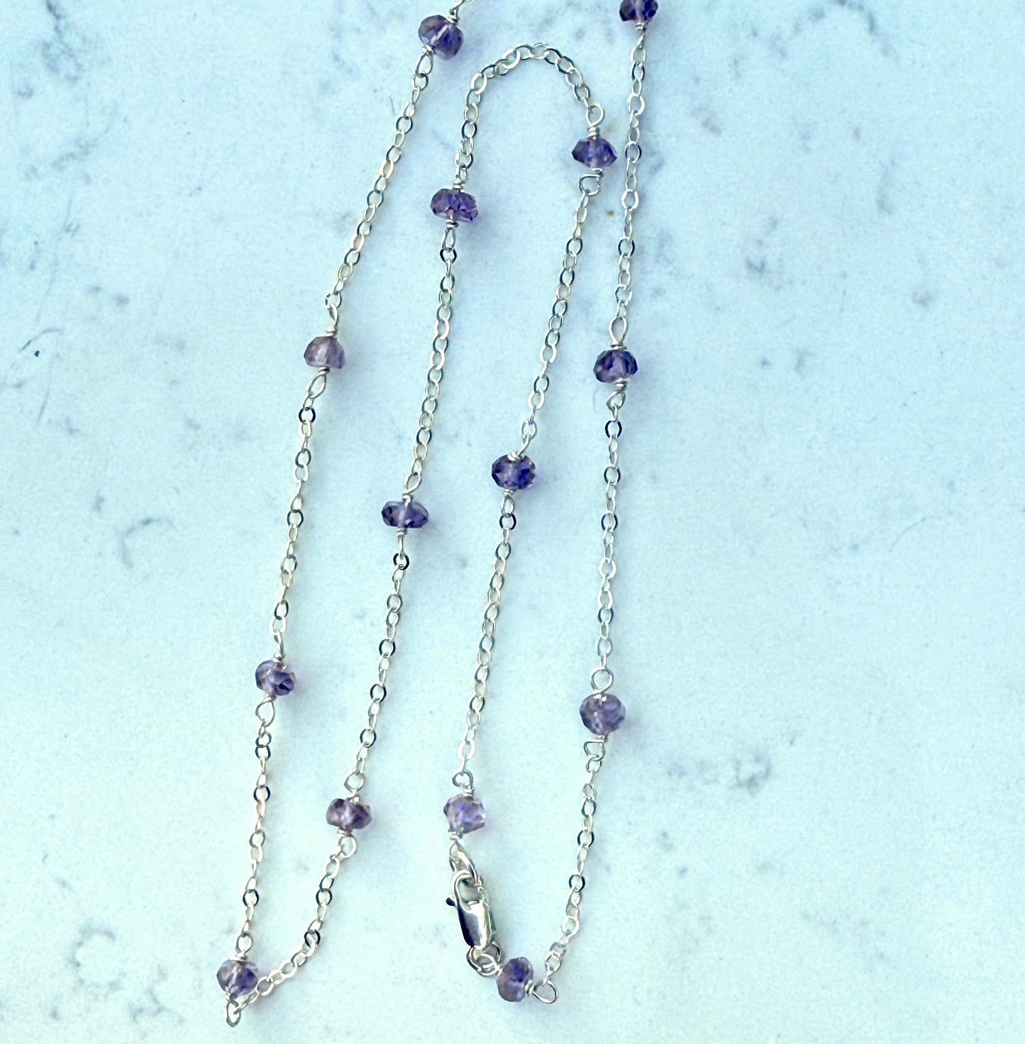 Amethyst Silver Station Necklace