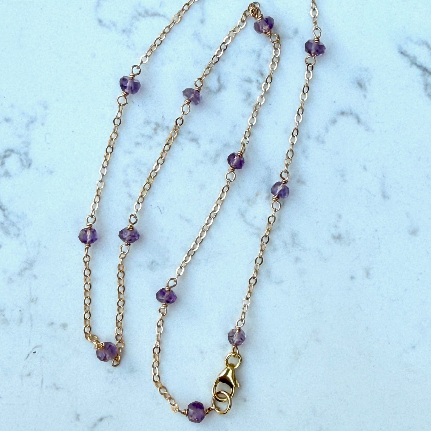 Gold Filled Amethyst Station Necklace