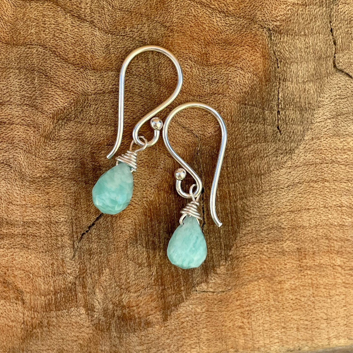 Amazonite Briolette Dangle Earrings