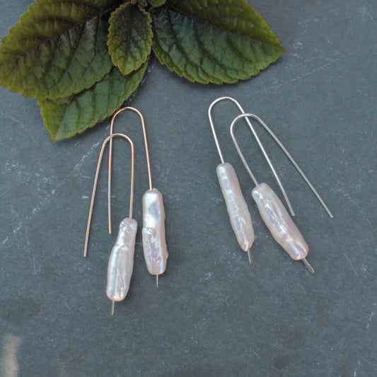 Stick Pearl Threader Earrings