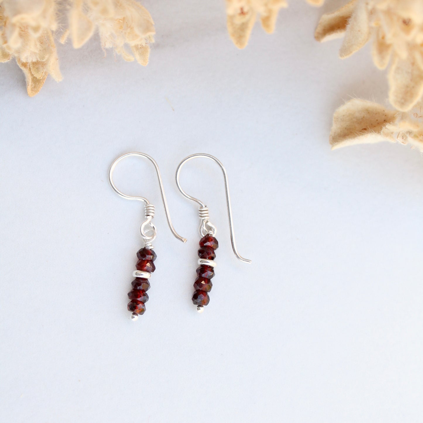 Mini Garnet Stacks with Sterling Silver