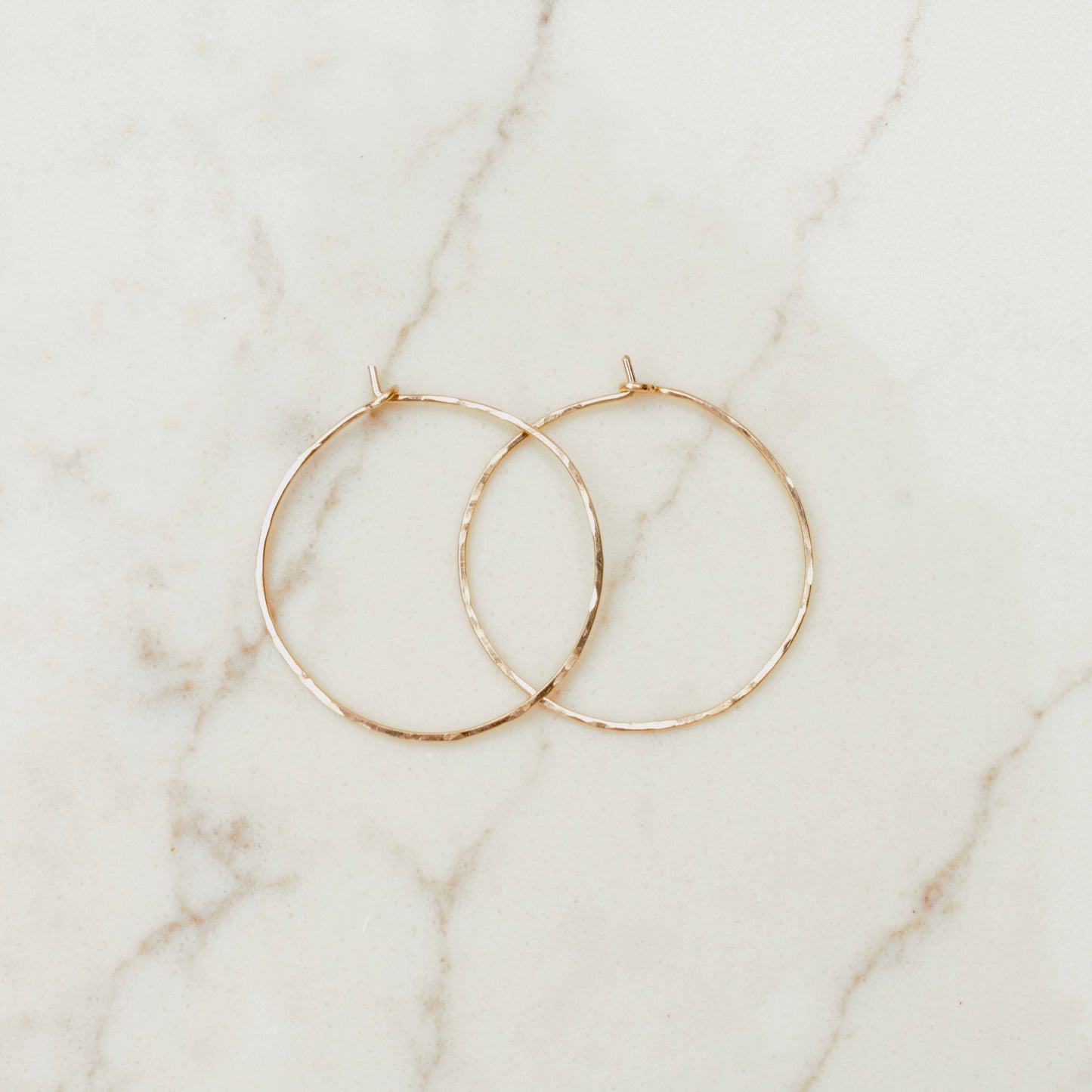 Gold Filled Hammered Hoops