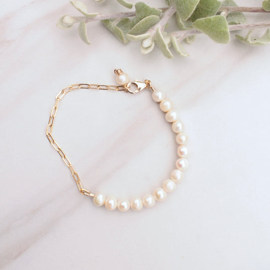 Bracelet rempli de perles d'eau douce et d'or Non