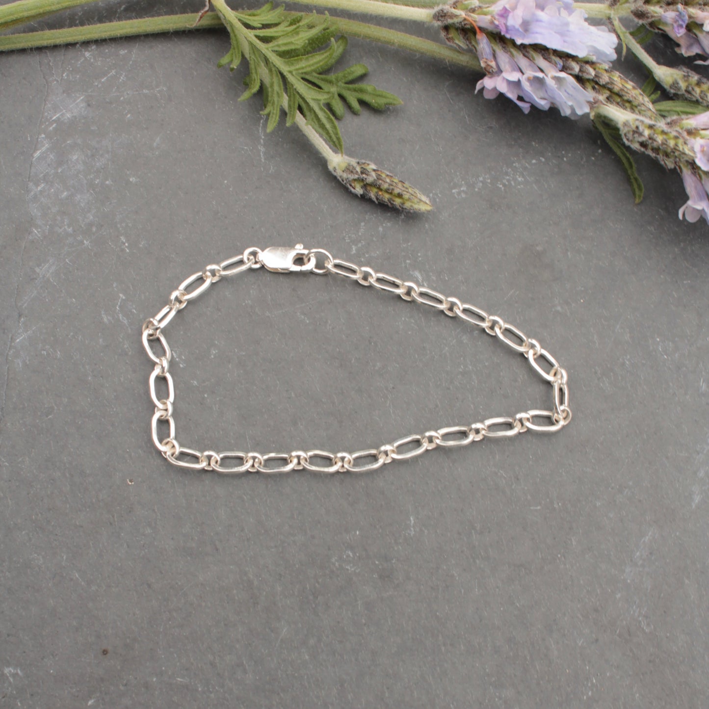 Flat Medium Silver Cable Bracelet