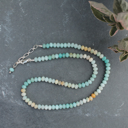 Collier de pierres précieuses Marquise Rutile Quartz et Amazonite