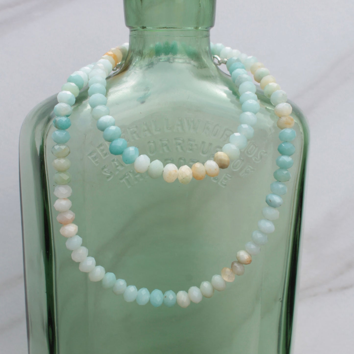 Collier de pierres précieuses Marquise Rutile Quartz et Amazonite