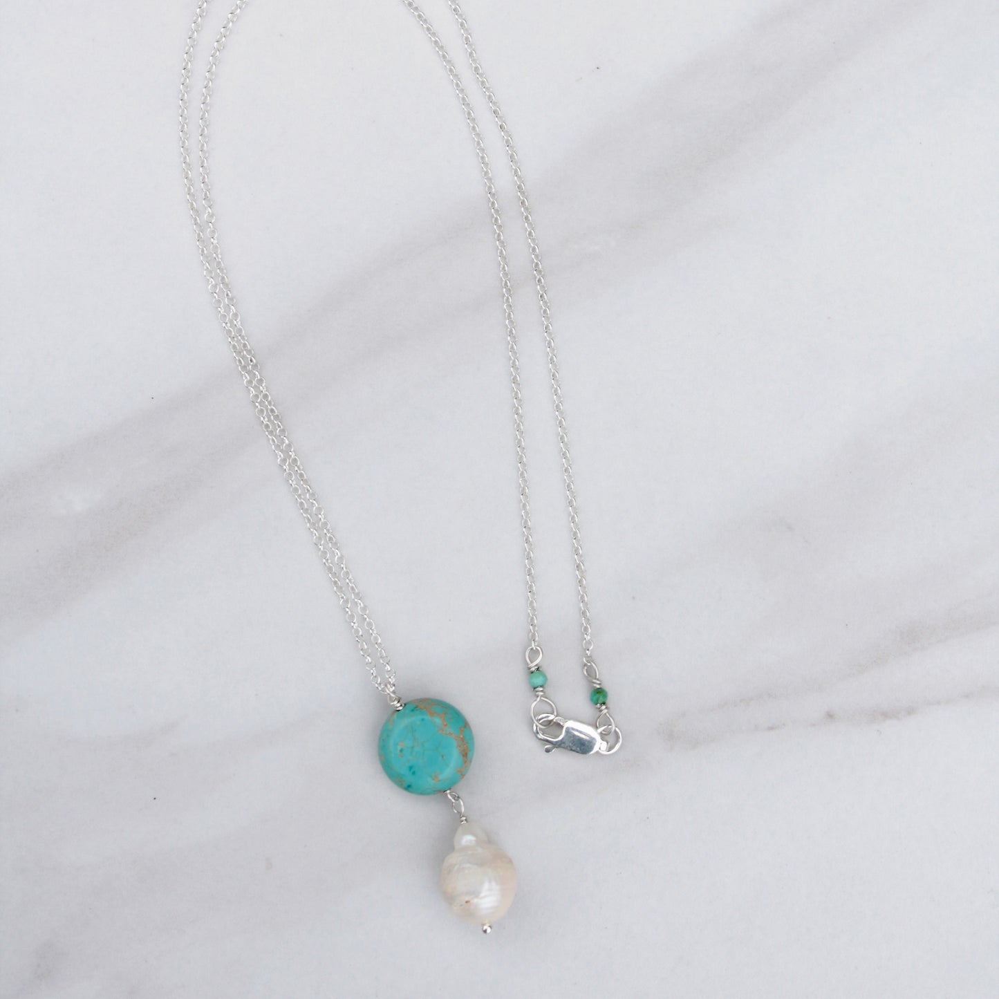 Turquoise and Baroque Fresh Water Pearl Necklace