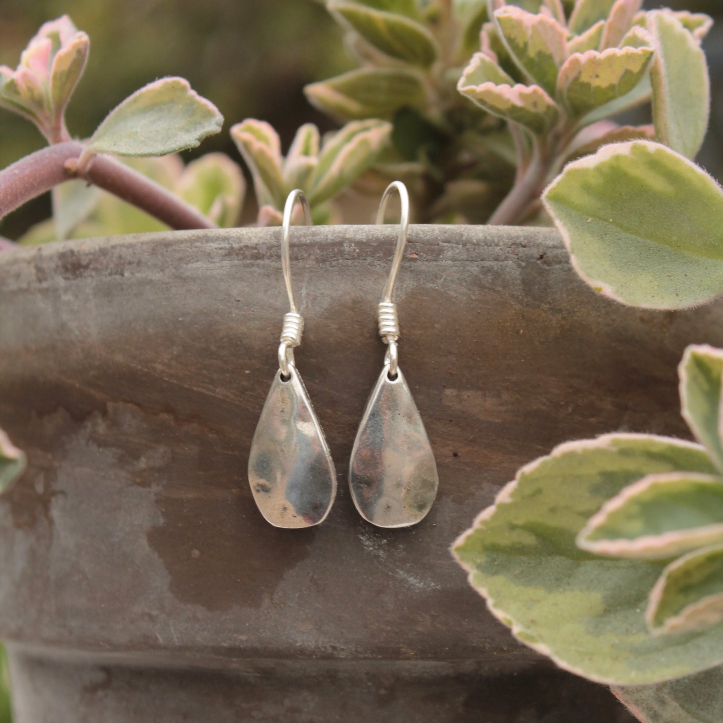 Sterling Silver Textured Teardrop