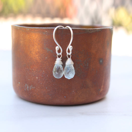 Aquamarine Briolette Dangle Earrings